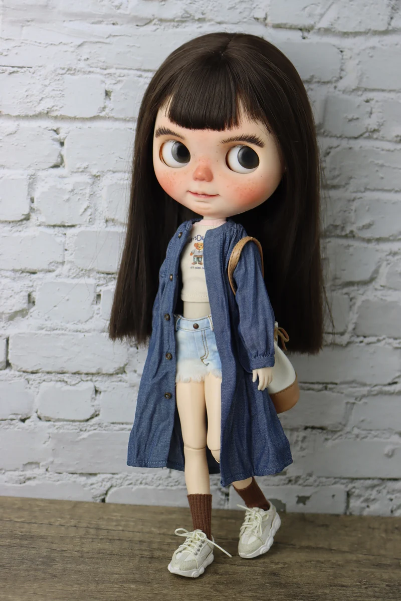 Puppenkleid für Blythe, blau, rosa, gelb, Jeans, karierter Rock für Ob24, Ob22, Azon-Puppenkleid, Kleidung im pastoralen Stil – Detail 17