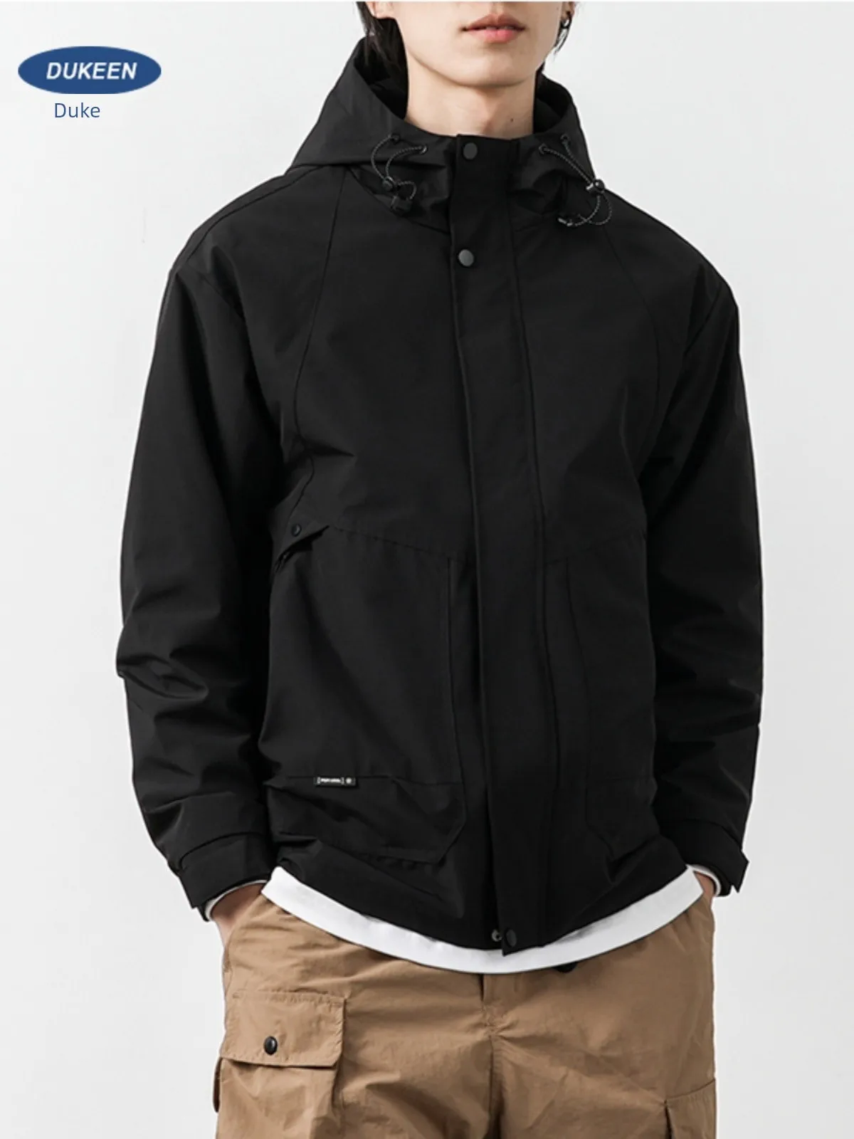 

EN American OutdOOr Work Suit Jacket, Men's Spring And Autumn HigH Street Windproof Black Warrior Functional Hooded Jacket