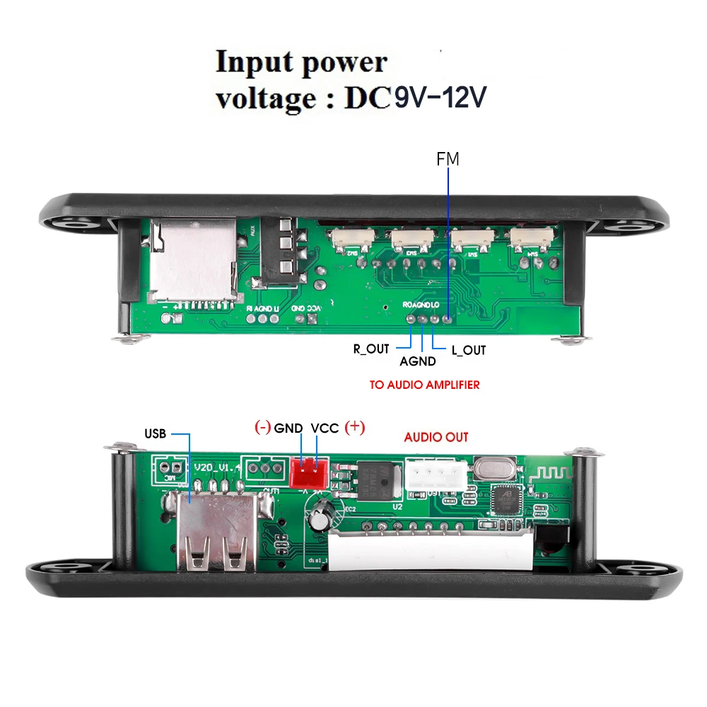 6V-24V Bluetooth 5.0 Car Kit Wireless MP3 Decoder Board Audio WMA car mp3 player Module Lossless Audio USB AUX TF Radio