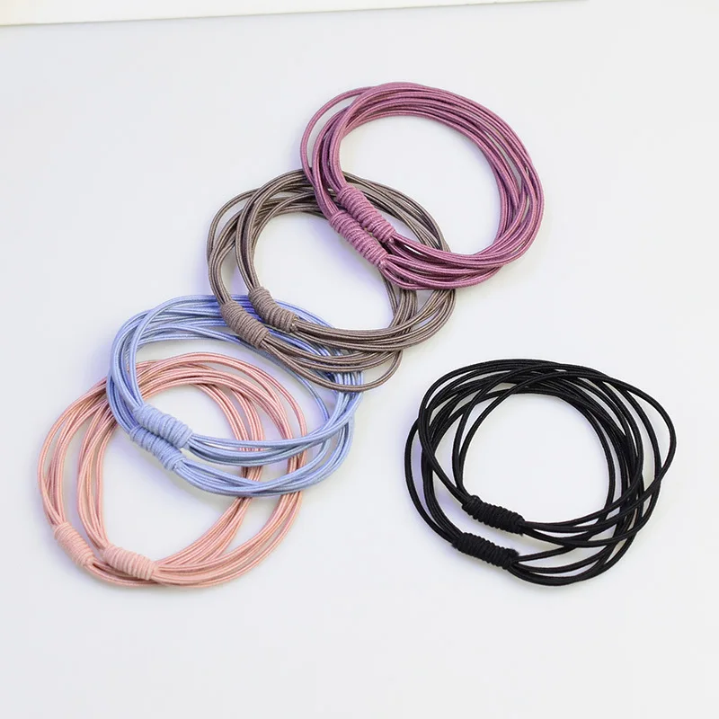 10Pcs Women Colorful 4 in 1 Knot Elastic Hair Rubber Band Fashion Girls Simple Hair Tie Accessories Headband hair styling tool,hair band,hair styling tools