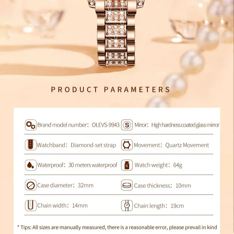 ساعة OLEVS 9943 الماسية الأصلية للنساء فاخرة وأنيق...