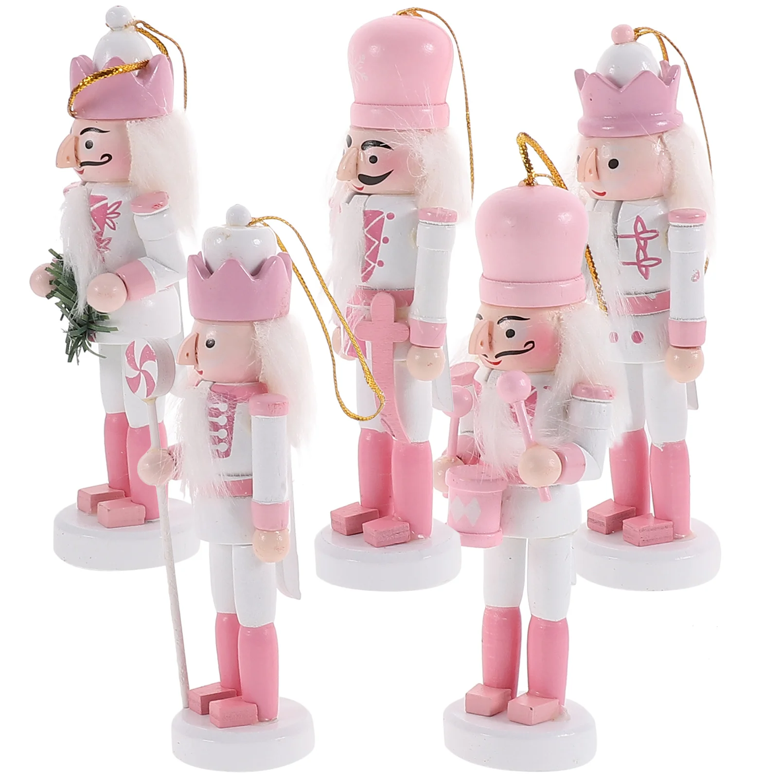 

Pink Christmas Decorations Kids Nutcracker Soldier Doll Wooden Pendants New Year Ornaments For Navidad Xmas Tree Hanging