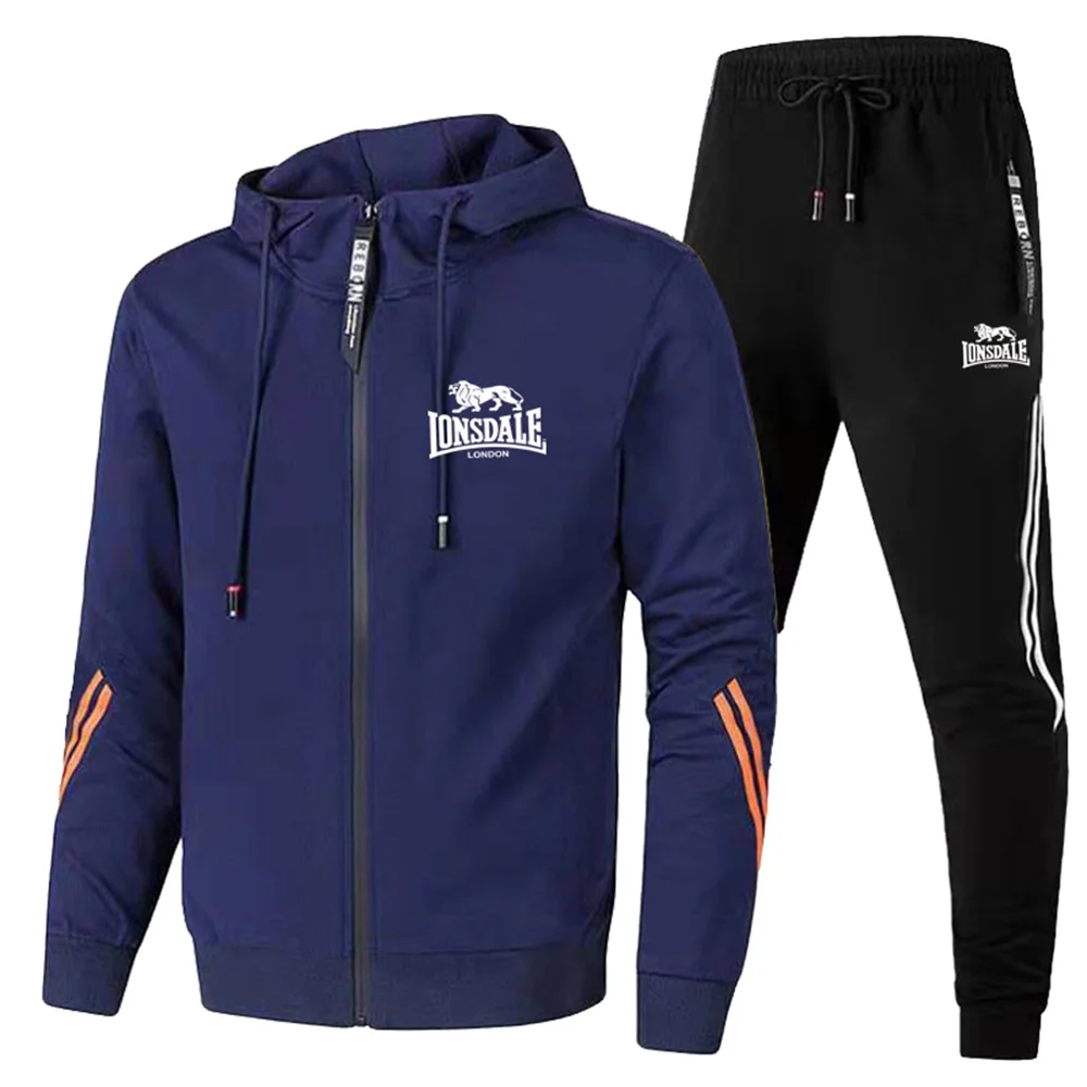 2024 New Leisure Outdoor Sports Set Lonsdale Logo Travel Fitness Running Morning Casual Men's Two Piece 2