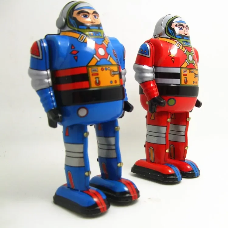 Wind Up Toy Classic collection Retro Clockwork Wind up Metal Walking Tin spaceman astronaut robot recall Mechanical toy kids toy
