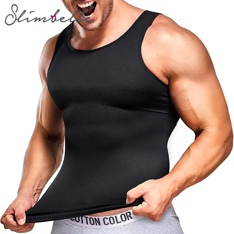 Mens Compression Shirts Slimming Body Shaper Vest Workout Tank Top