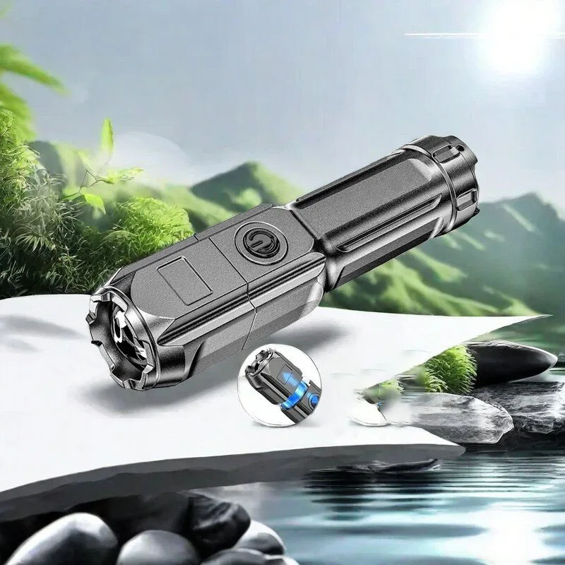 NEW Super Light Zoom Waterproof LED Flashlight Rechargeable Fishing Hunting Wild Camping Lumens Tactical Flashlight Retractable