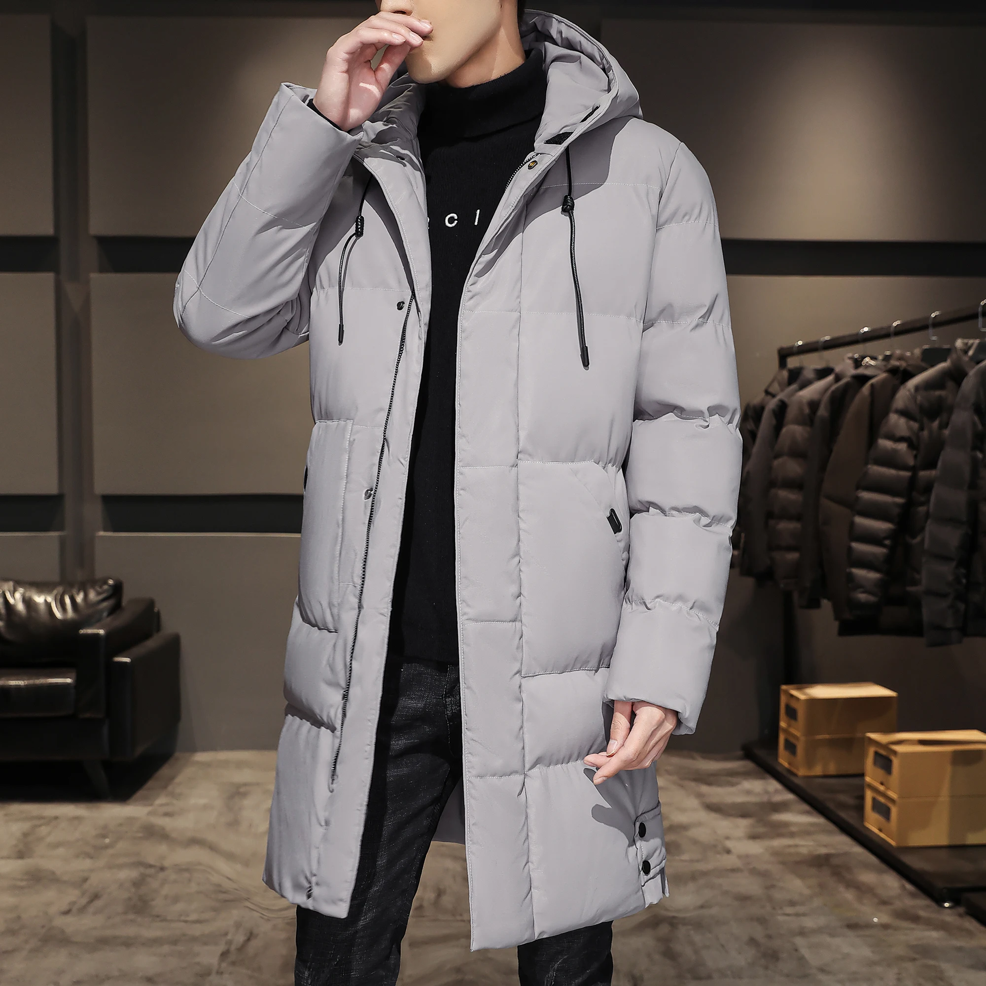 Jacket Men Brand Clothing 2024 New Parka Men Thick Warm Long Coats Mens Hooded High Quality Hooded Jacket Black Fashion Winter