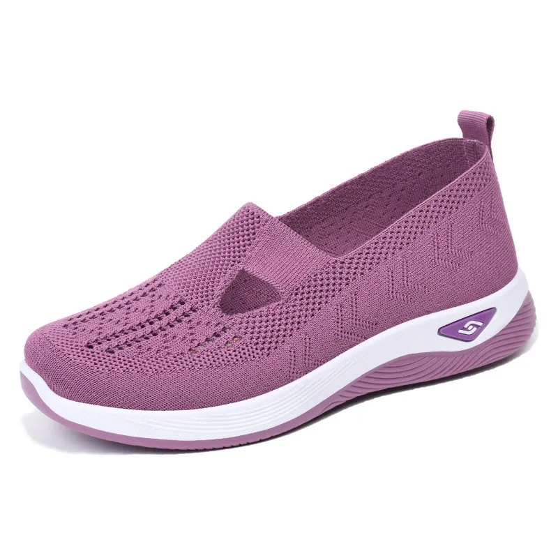 2025 breathable and comfortable single shoes for cross-border middle-aged and elderly mothers, soft soled casual mesh shoes 2
