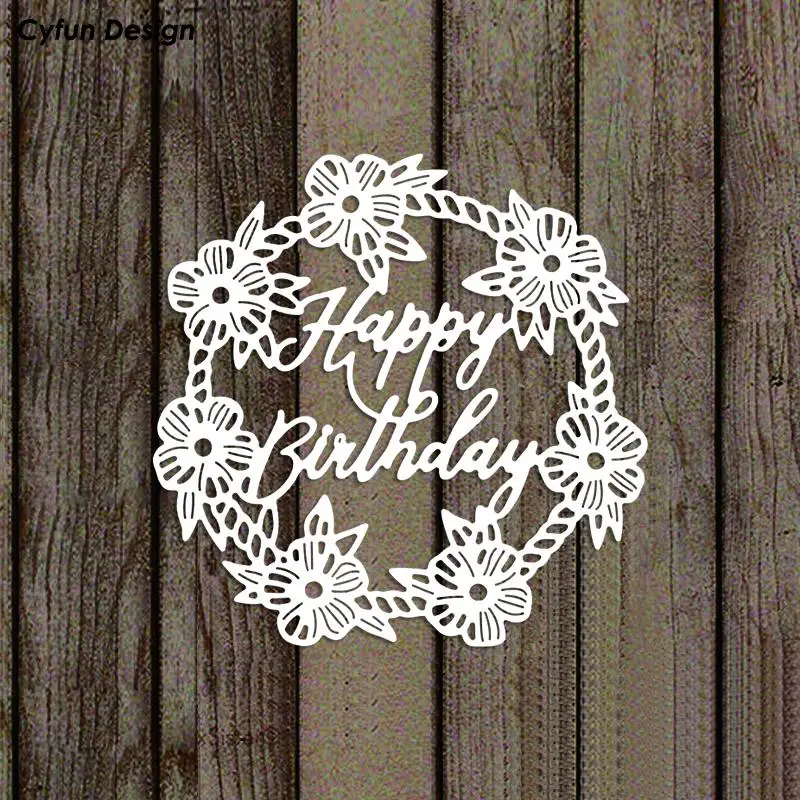 

GG0728B Happy Birthday Word Wreath Metal Cutting Dies Flowers Die Cuts for Scrapbooking DIY Embossing Cards Crafts 2022 new
