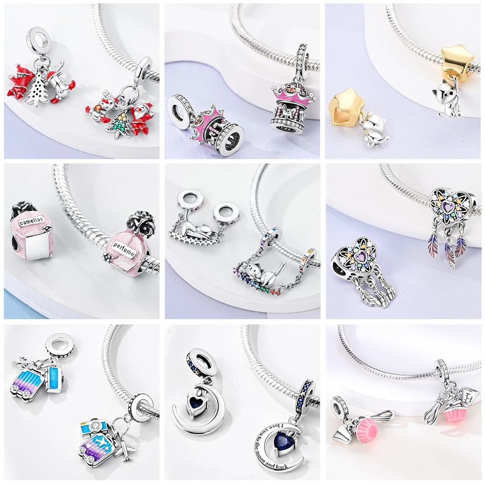 Silver Charm Jewelry silver charm jewelry Silver Plated Cats Firefly Crosses Owls Dreamcatchers Charms Fit Original Pandora Beads Pendent Dangle Bracelet Woman Jewelry