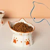 Cat Ceramic Food Bowl Elevated Pet Drinking Eating Feeders Small Puppy Dogs Snack Water Bowls Set Cats Feeding Accessories 2
