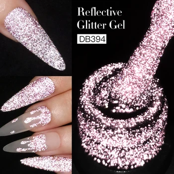 Reflective Glitter Gel Nail Polish Champagne Silver Pink Semi-permanent Varnishes Soak Off UV LED Nail Gel Nail Art Decoration 3