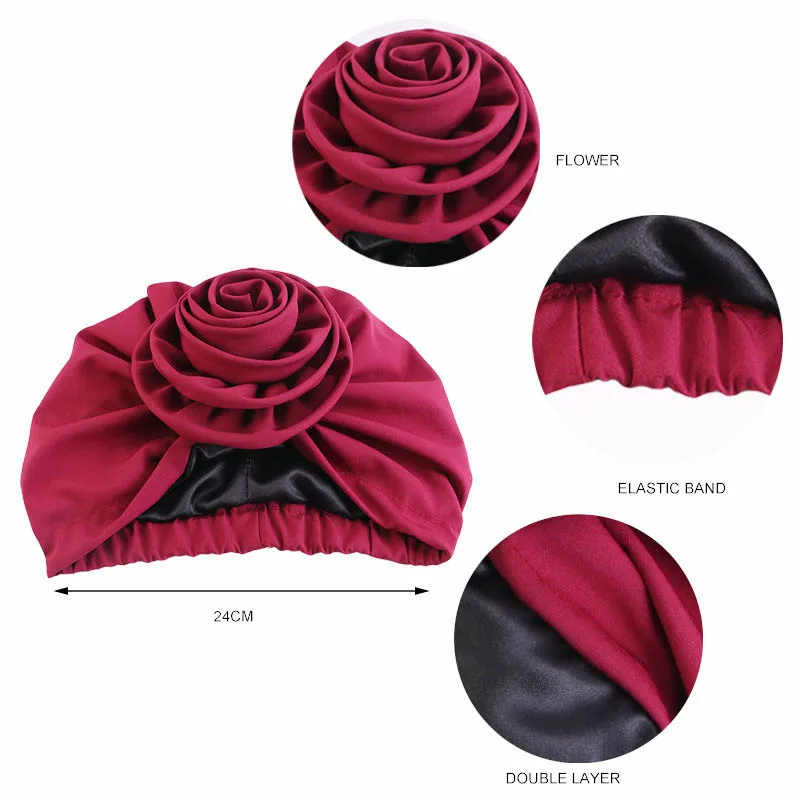 African Solid Stretch Bandana Head Wrap Long Scarf Satin Floral Muslim Hijab Women Party Turban Headwear Cap Hair Accessories