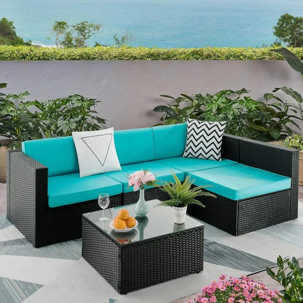 Outdoor Furniture Set of 5 Pieces Rattan Couch Dining Table outdoor sofa set,outdoor rattan furniture set