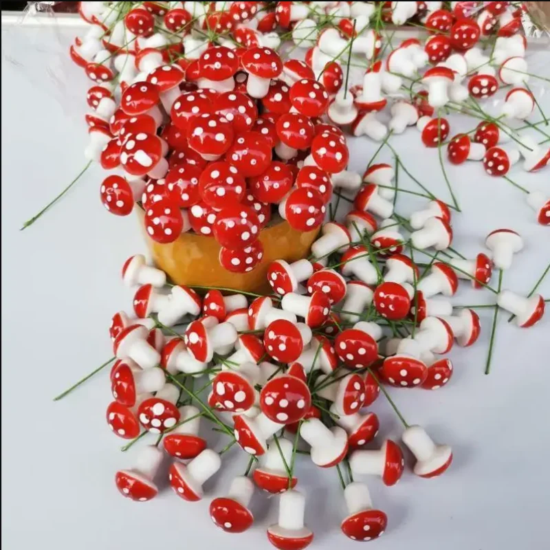 Set of 50 Miniature Colorful Mushroom Garden Ornaments - DIY Craft Resin Decorations for Potted Plants and Moss Arrangements