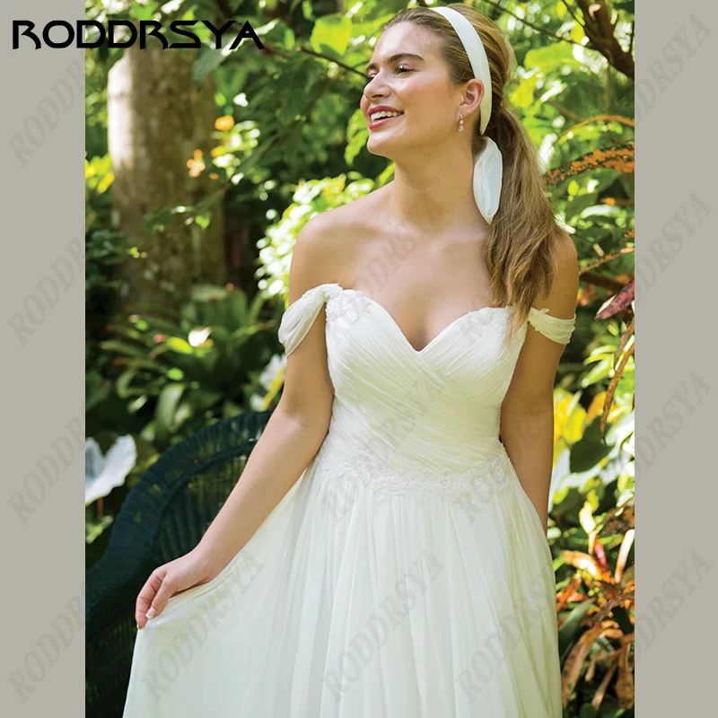 

RODDRSYA Sweetheart Wedding Dress For Women Lace Applique Backless Bridal Gown Off Shoulder A-Line Bride Party Vestido De Noiva
