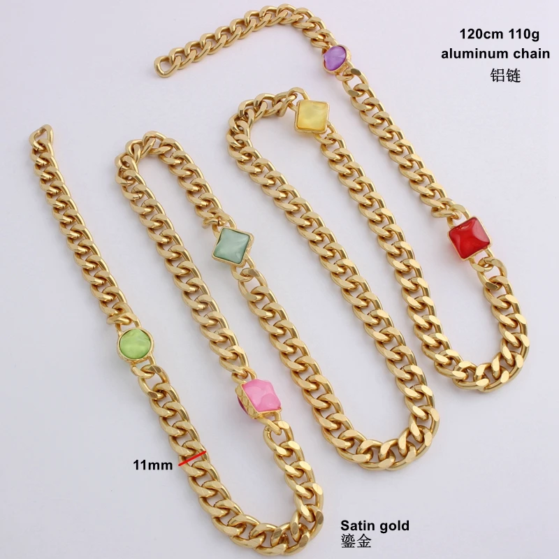 Summer collocation Double-sided 6-color crystal diamond decoration bag chain slung metal chain single sale bag with strap