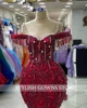 Luxury Red Evening Dress For Women Saudi Arabia Beaded Crystal Tassel Pageant Party Birthday Gowns Ball Bow Customized 4