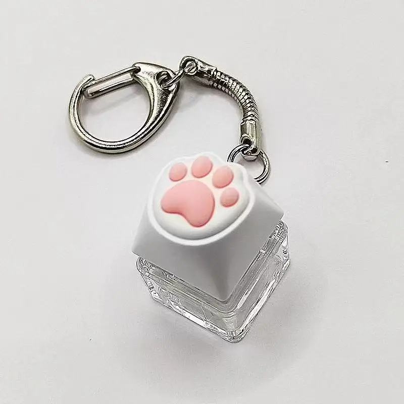 키보드 키 체인 Fidget 장난감 고양이의 발 Keycap Fidget Clicker 열쇠 고리 감압 장난감 귀여운 고양이의 발 스트레스 릴리프 선물