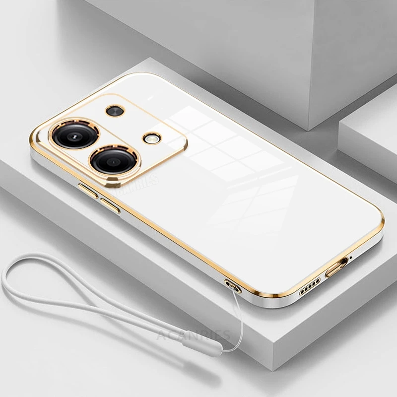 Luxury Plating Lanyard Silicone Phone Case - Elegant Protective Back Cover