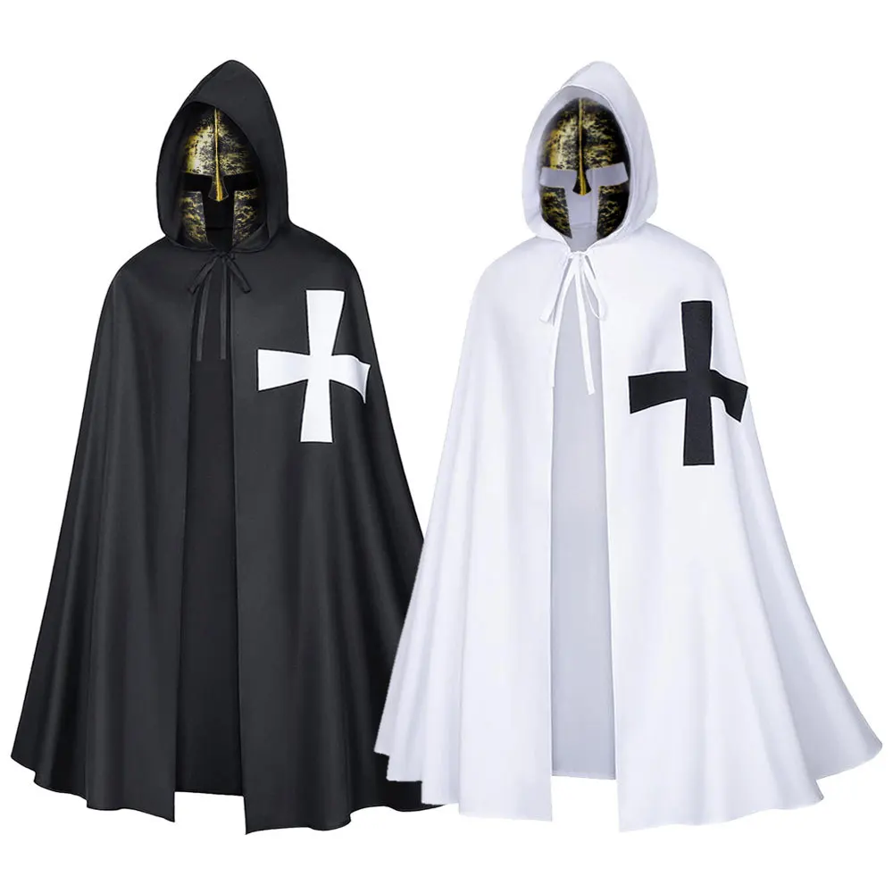 

Средневековый крестовый Рыцари Templar женский Ренессанс Хэллоуин сюрпальто воин черный чумный плащ косплей карася накидка