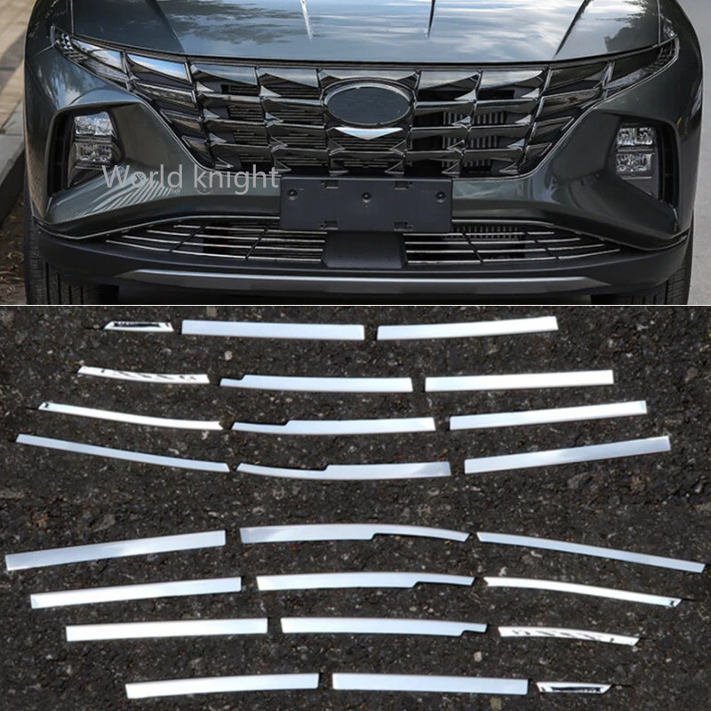 

For Hyundai Tucson NX4 2021 2022 Accessories Stainless Steel Car Front Center Racing Mesh Bumper Grill Billet Grille Cover Trim