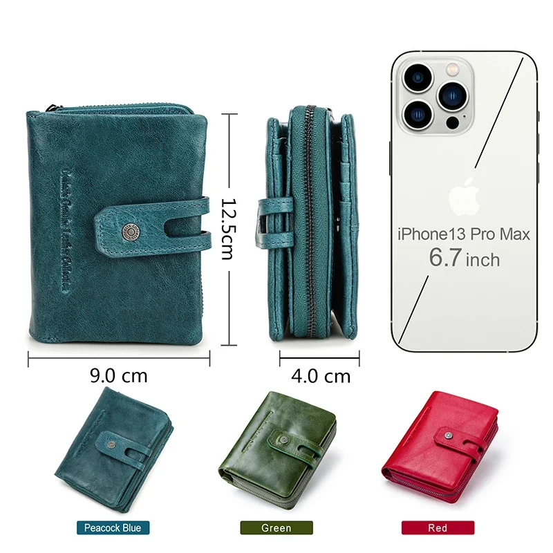 Wallets for Women Genuine Leather Short Bifold Fashion Women's Purses Card Holders Coin Purse Female Bags Women Wallet carteira 5