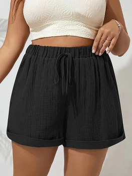 Plus Size High Waist Casual Shorts for Women Comfortable Lightweight with Elastic Waistband and Drawstring