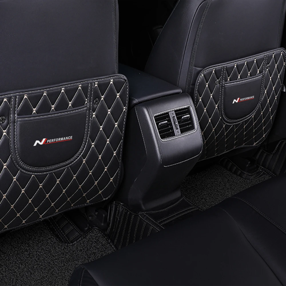 Per Hyundai Tucson I30 Kona I20N Nline Sonata Veloster Pu Leather Car Seat Back Protector Pad Auto Anti Kick Pad Per I Bambini