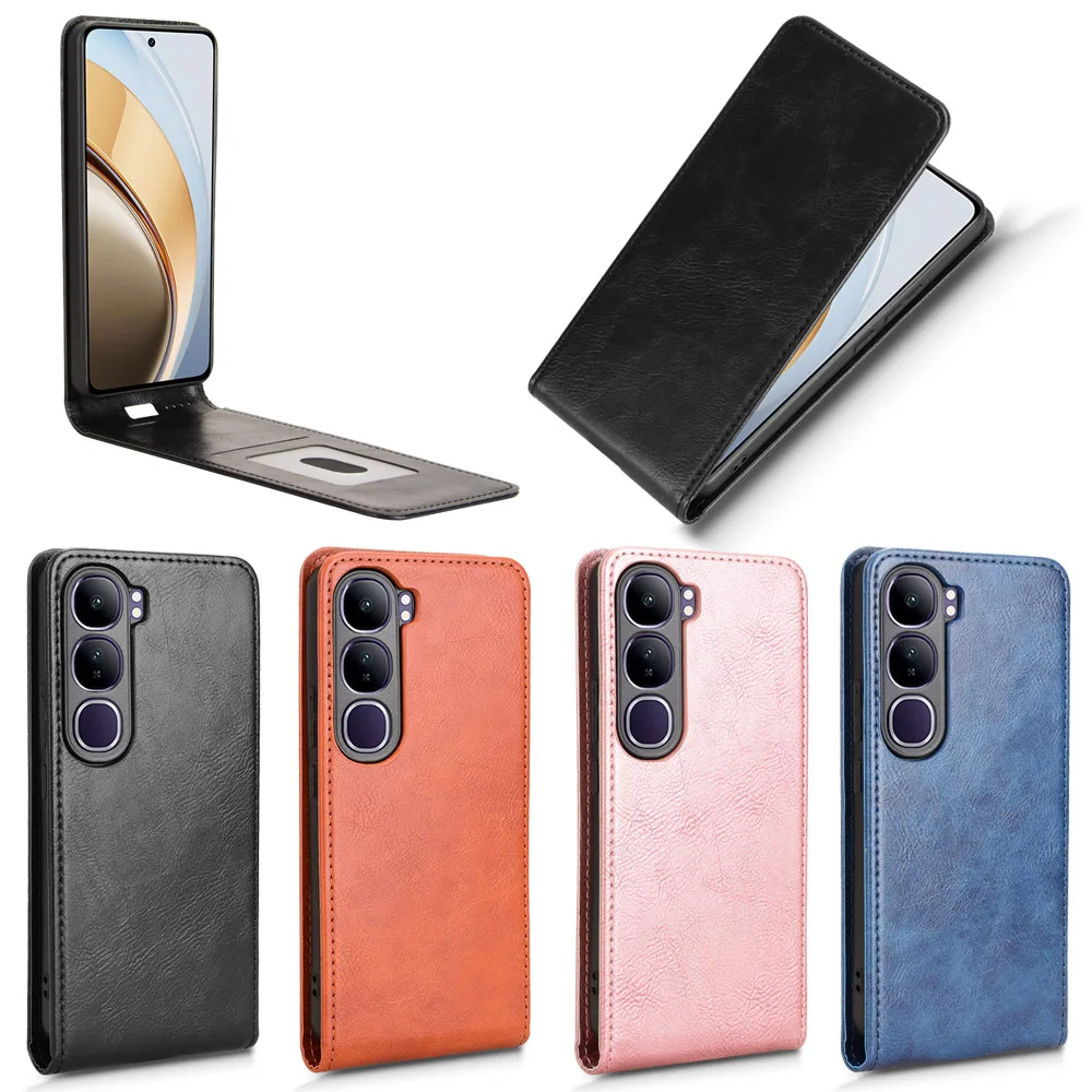 For Vivo V40 Lite IDN Flip Vertical Case Luxury Retro Leather Book Card Holder Full Cover For Vivo V40Lite 4G 5G Phone Bags