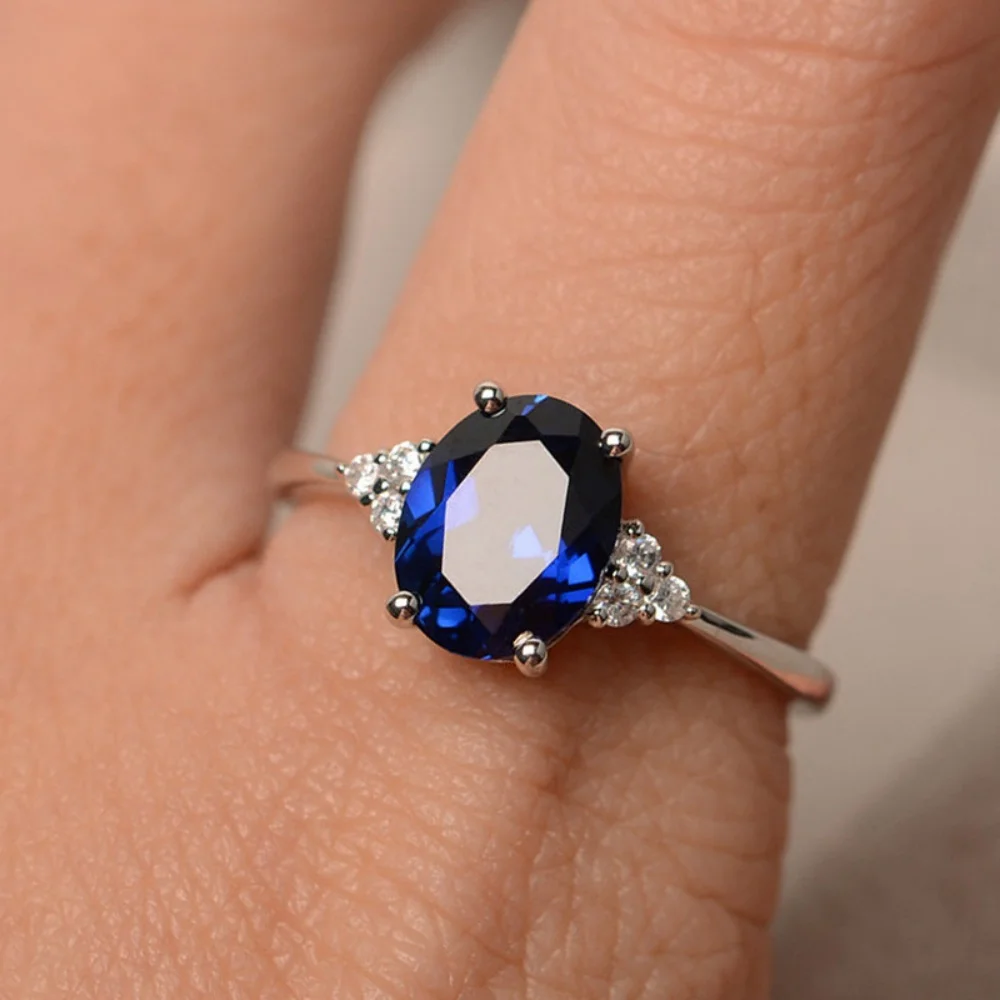 Women's Silver Plated Rings Ruby Emerald Sapphire Wedding Engagement Jewelry Wholesale Hot Selling Fashion Accessories 6