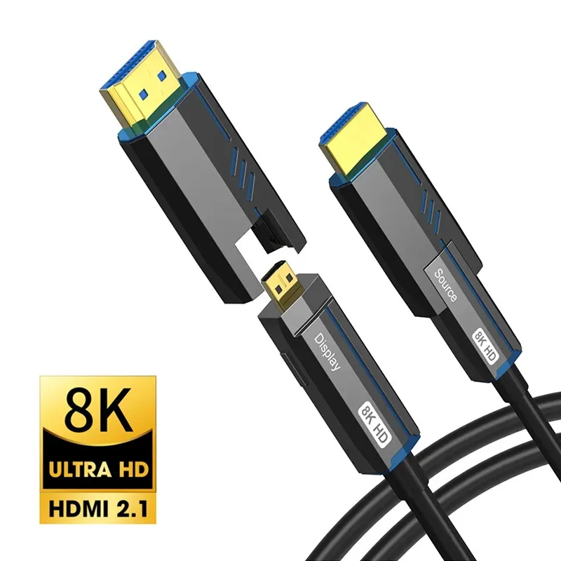 

2,1 HDMI оптический Волоконно-оптический кабель 8K 60 Гц 4K 120 Гц Micro HDMI к HDMI волоконно-оптические кабели Проходная труба HDMI-совместимое волокно 8K