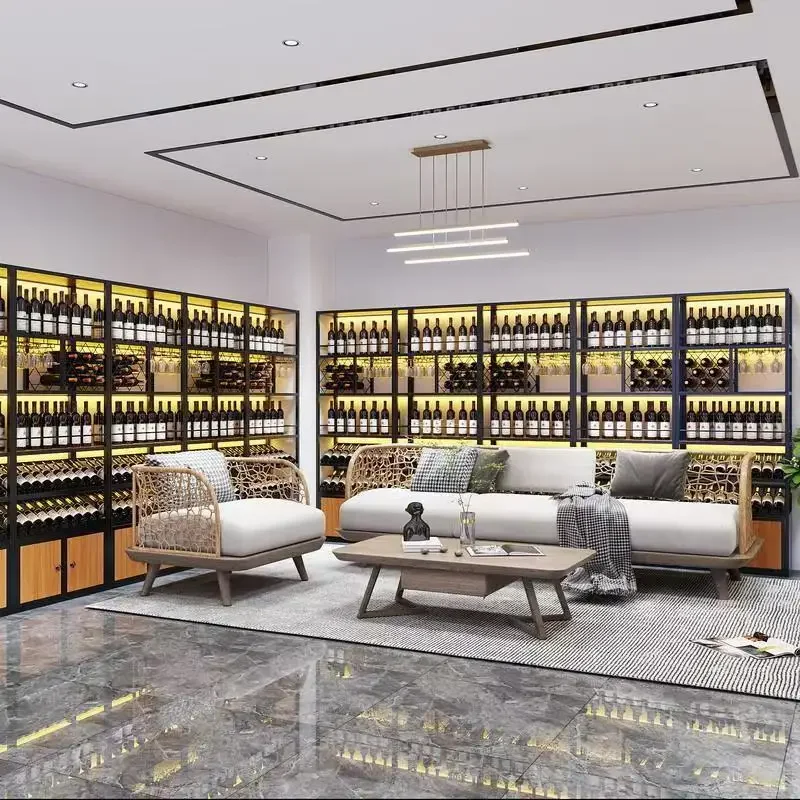 Hot Selling Small Wine Rack Display Stainless Steel Wine Cabinet Display Stand Dining