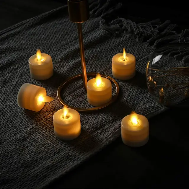 2/3/6 pièces télécommande mèche mobile bougies LED de mariage blanc chaud, flamme dansante sans fumée église bougies chauffe-plat votives 2