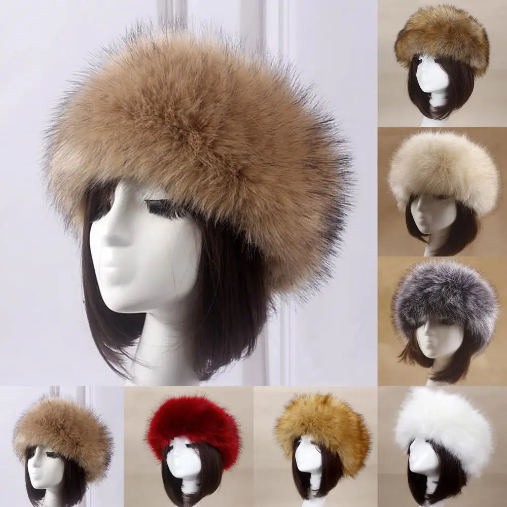 Winter Beanie Thickened Warm Hat Outdoor Women Autumn Faux Fur Cold-proof Plush Beanie