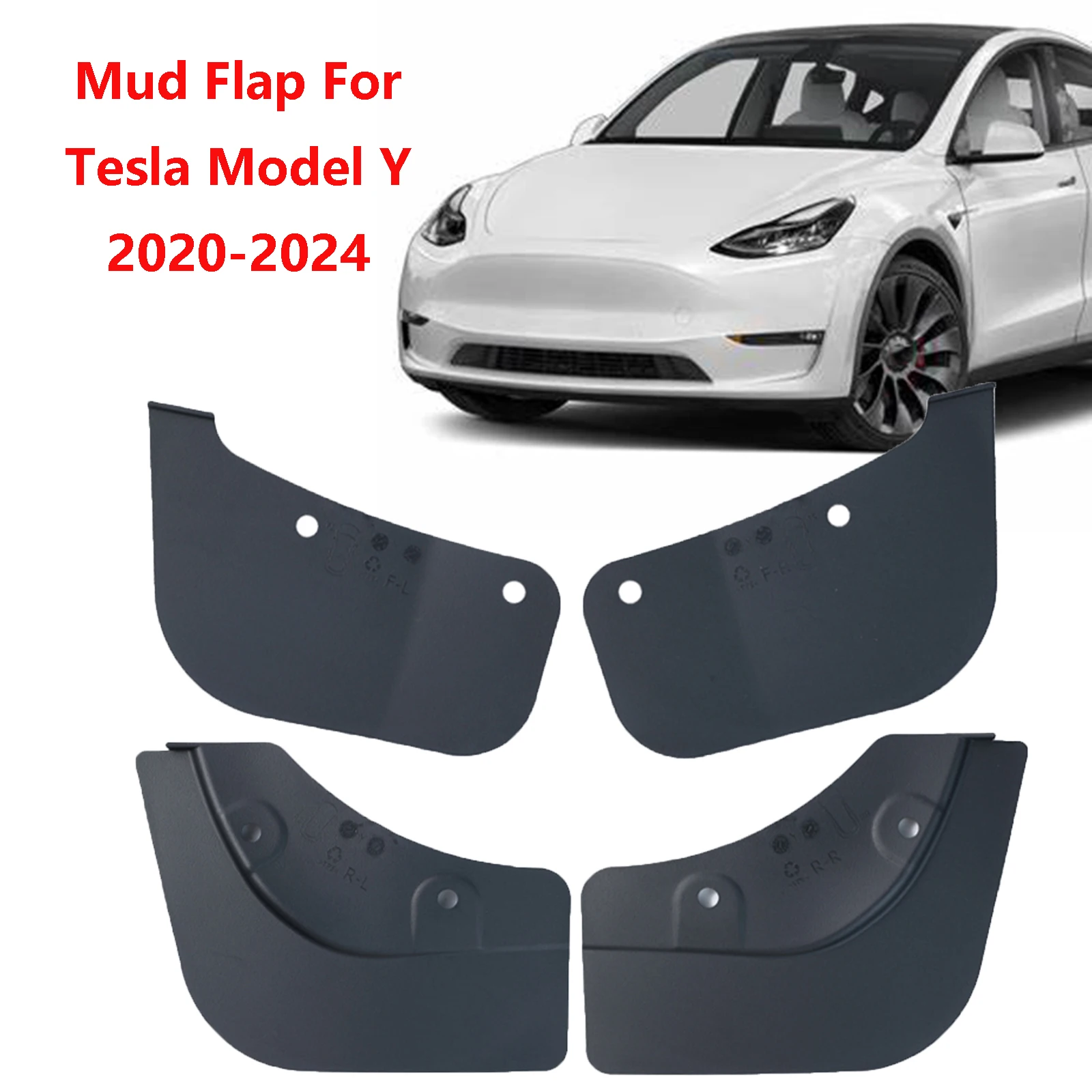 

4 шт. для Tesla Model Y 2020-2024, передние и задние брызговики из ТПЭ, брызговик, брызговик, скрытый грязеотталкивающий клапан, не сверляющий 2021 2022 2023