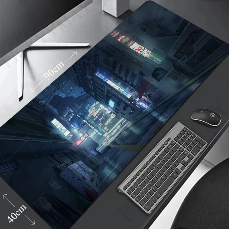 

Коврик для мыши в японском стиле City Street Xxl, милый коврик для мыши, игровой коврик, игровой пк, Офисные аксессуары для рабочего стола, гаджеты, настольные компьютеры