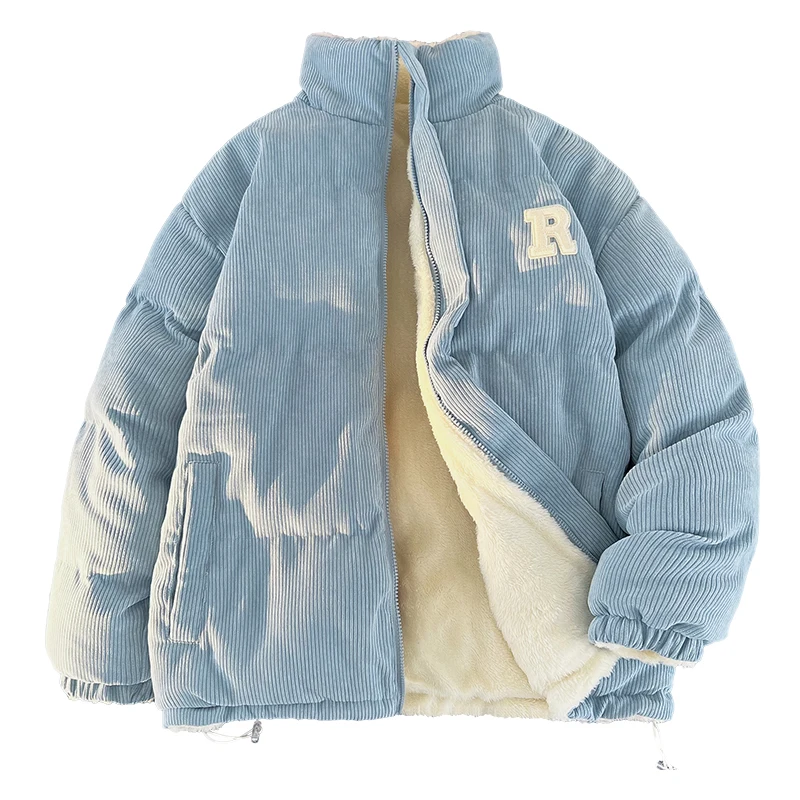 Male Outdoor Winter Coats Jaquetas Corduroy Winter Jacket Leisure Lapel Lamb Loose Denim Coat Male Parka Men Moletom Masculino