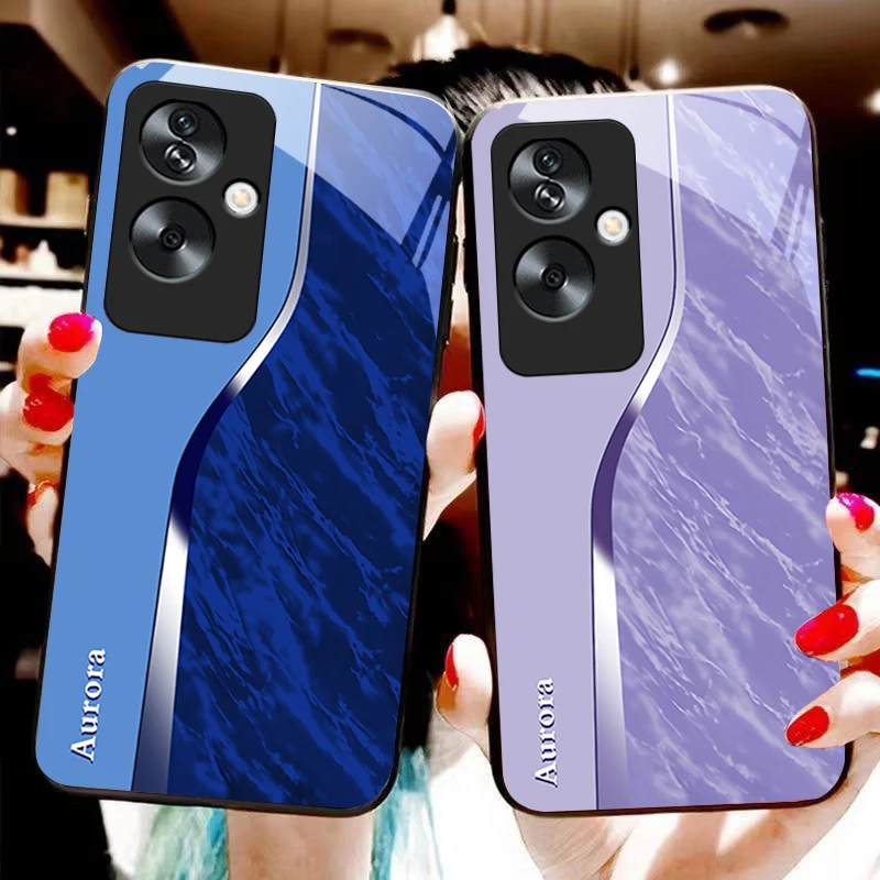 Water Pattern Purple Tempered Glass Black Phone Case