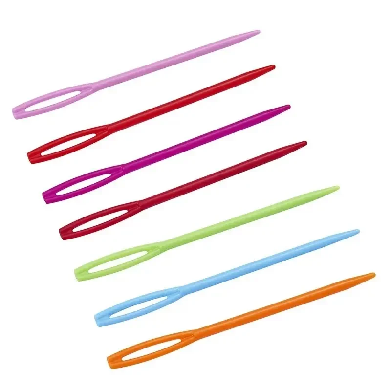 Knitting Needles 10/30 PCs Mixed Color 7/9/15cm Plastic Crochet Hooks Wool Yarn Needle Children DIY Sweater Weaving Tools