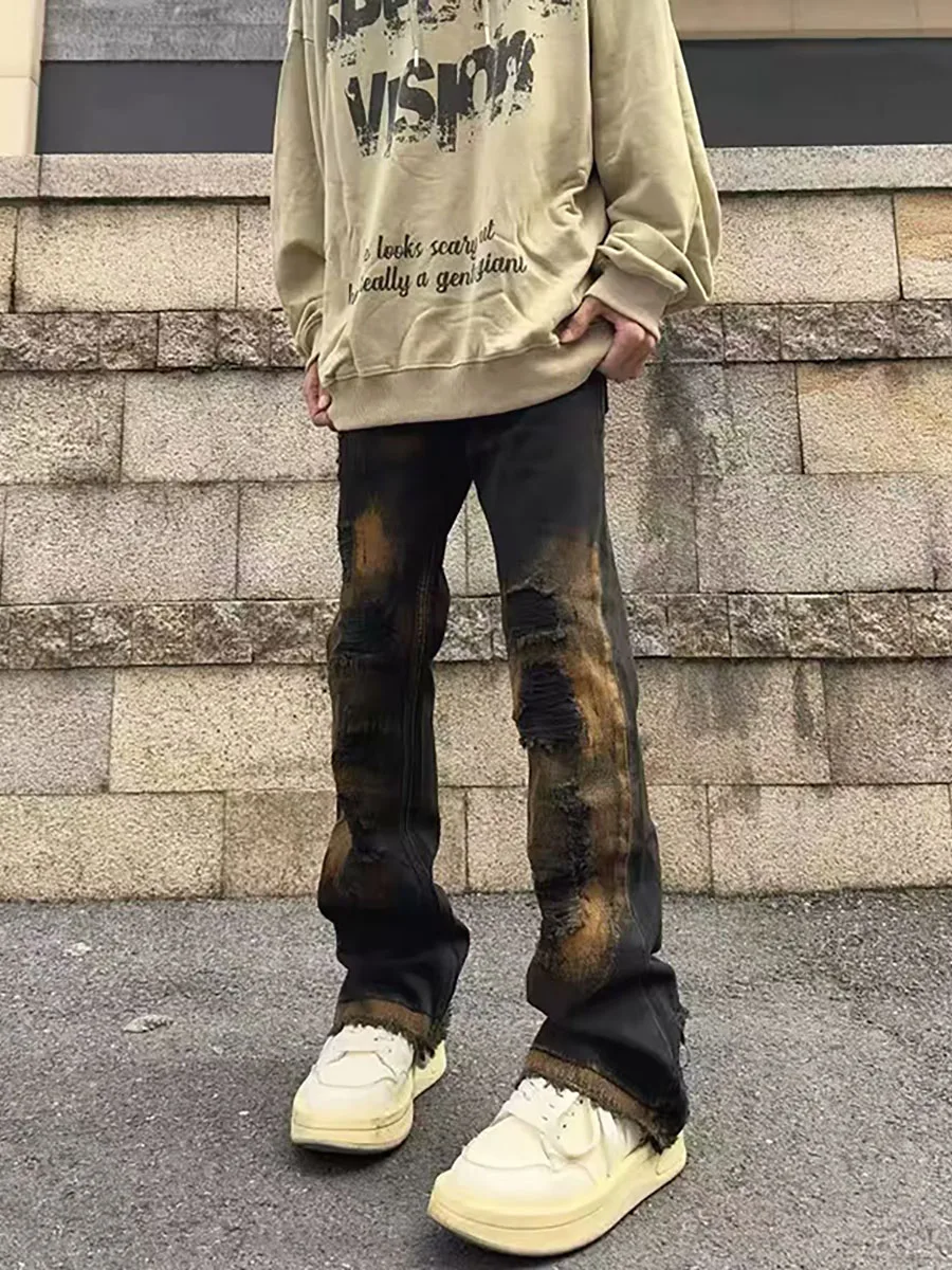 

Мужские брюки-клеш контрастной расцветки в американском стиле