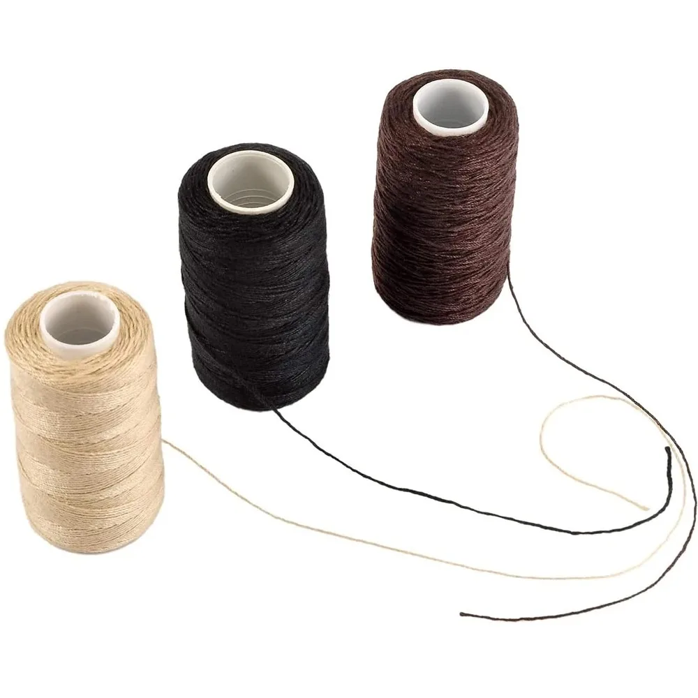 3 Rolls Hair Weaving Thread Cotton Sewing Thread With 5 pcs C curved needle for Making Wig DIY Hand Sewing Hair Weave hair weft - 2