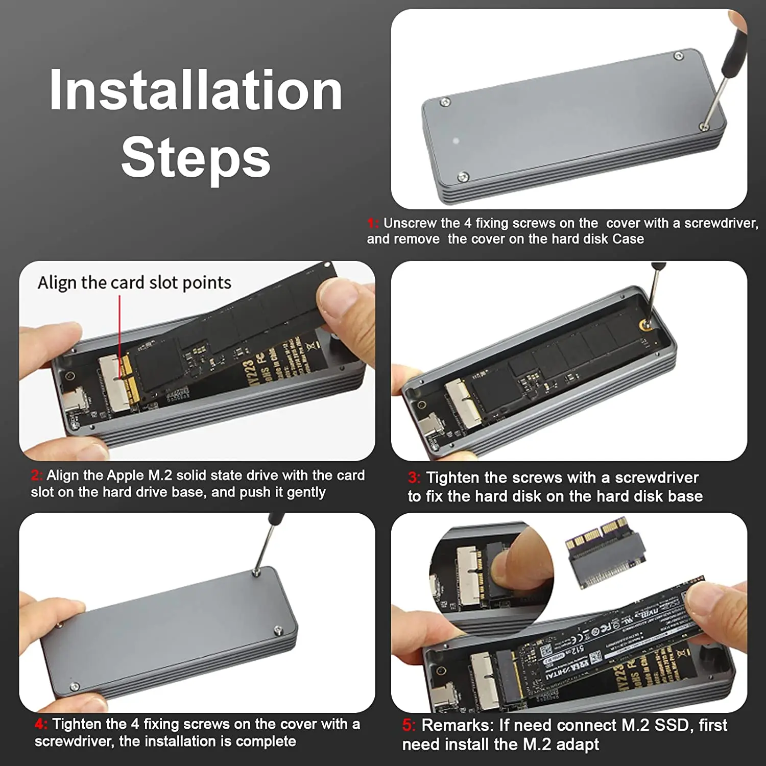 M2 SSD Enclosure USB-C NVMe SSD 12+16 PIN For Apple Mac
