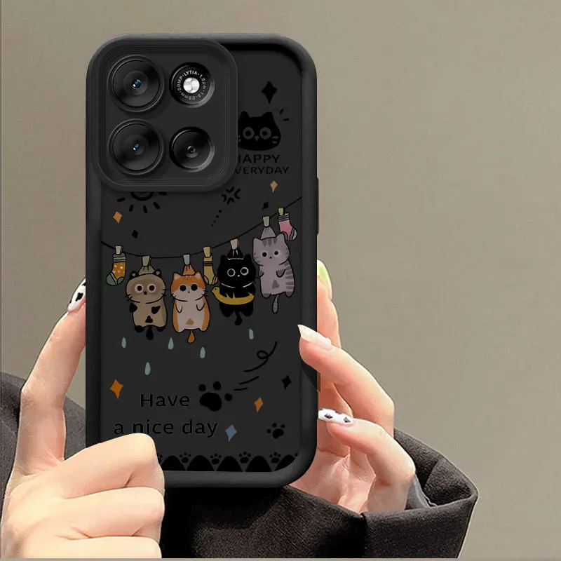 Fashionable Cute Cartoon Cat Silicone Shockproof Protective Back Cover Case