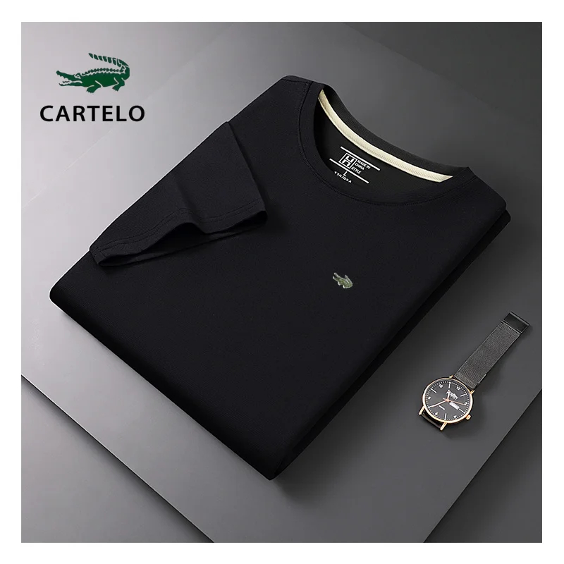 

CARTELO Summer Men's Embroidered T-shirt New Fashion Retro Men's High Quality Round Neck Short Sleeve