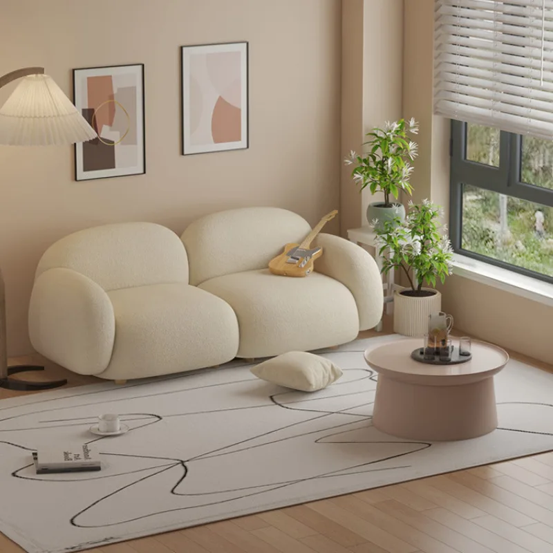 

Fabric Sofa Minimalist Living Room Lamb Velvet Small Unit Sofa Combination