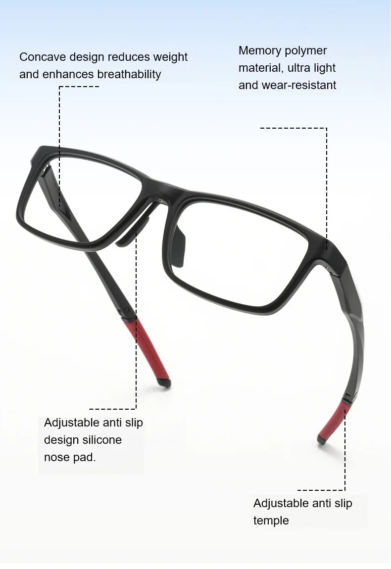 Leichte, flexible Sportbrillenfassung, rutschfeste Gummibügel, optische Brille für Herren, Outdoor-Sport, Lese- und Myopie-Brille – Detail 3