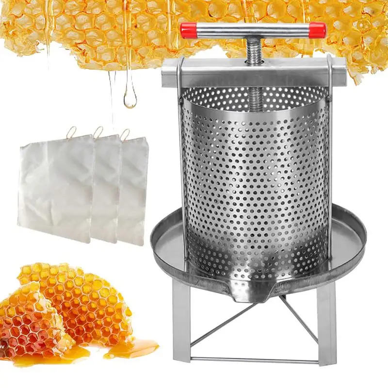 

Honey Extractor Rustproof Thickened Stainless Steel Honey Separator with 3 Honey Filters Household Manual Honey Press for Bee