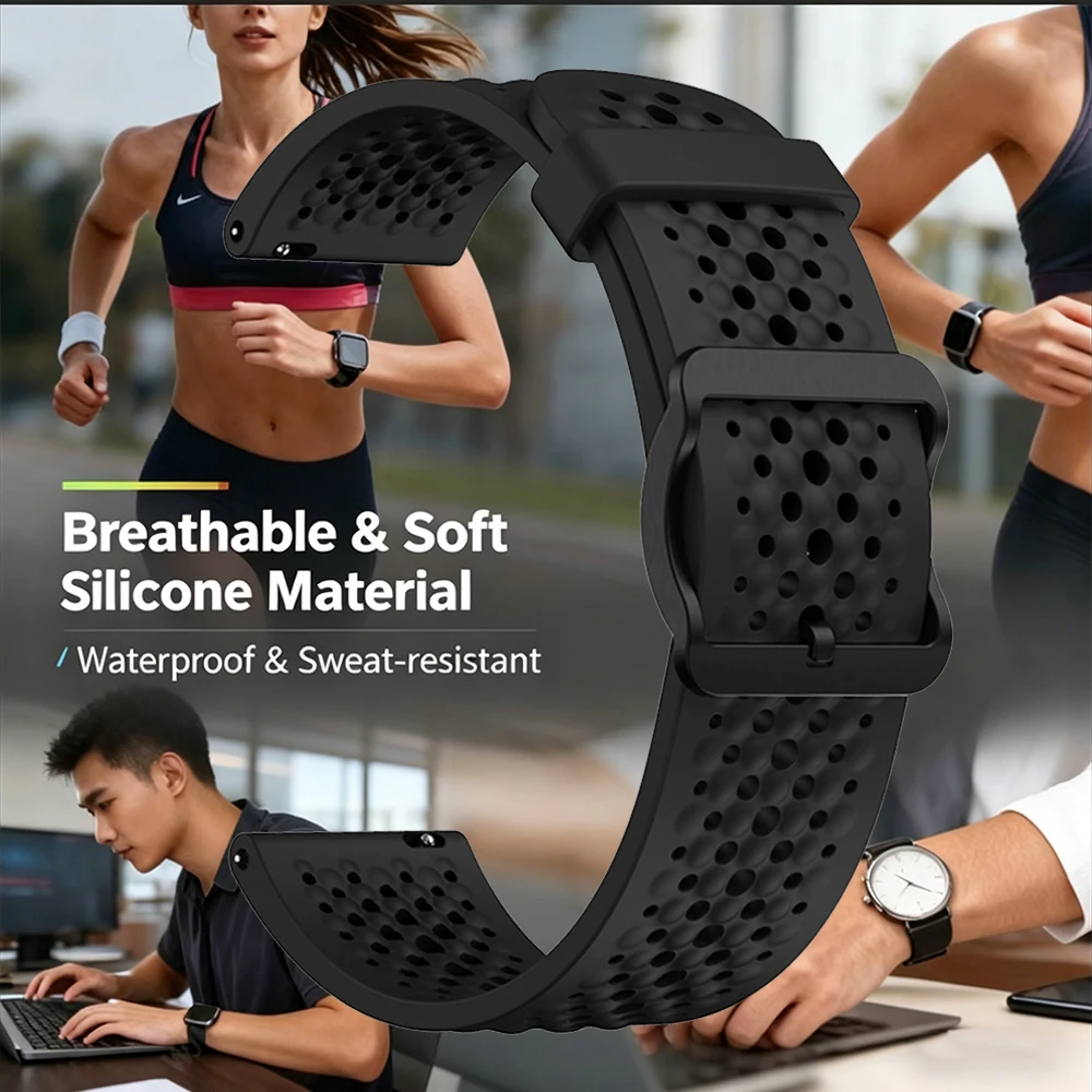 Breathable 22mm Silicone Sport Smartwatch Strap - Color2