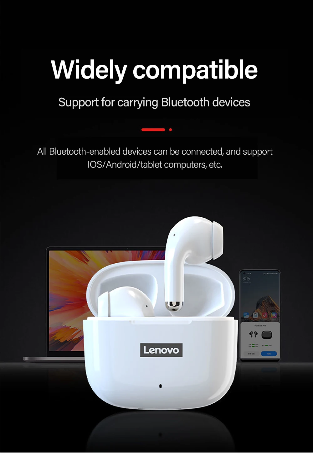 Lenovo LP40 Pro Earphone Bluetooth 5.0 Wireless Headphones Waterproof Earpieces Sports Earbuds Wiht Microphone Music TWS Headset